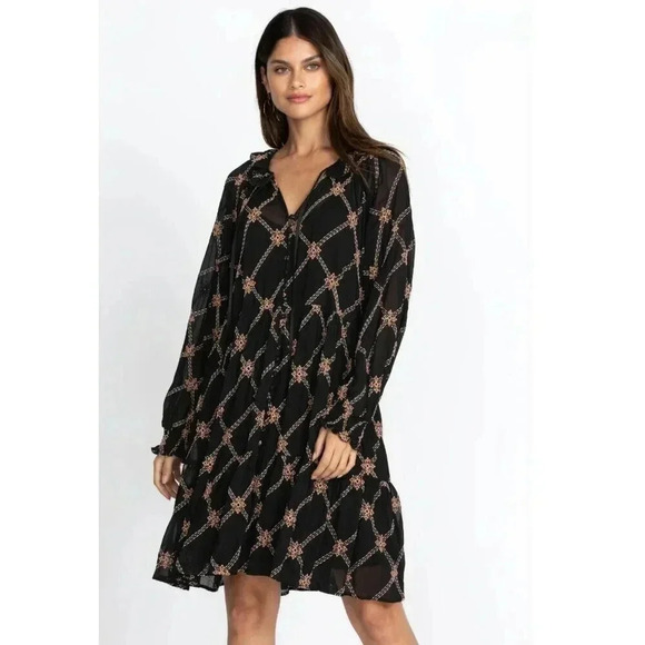 Johnny Was Jackie Floral Embroidered Sheer Bohemian Mini Dress Size XS - Picture 2 of 11